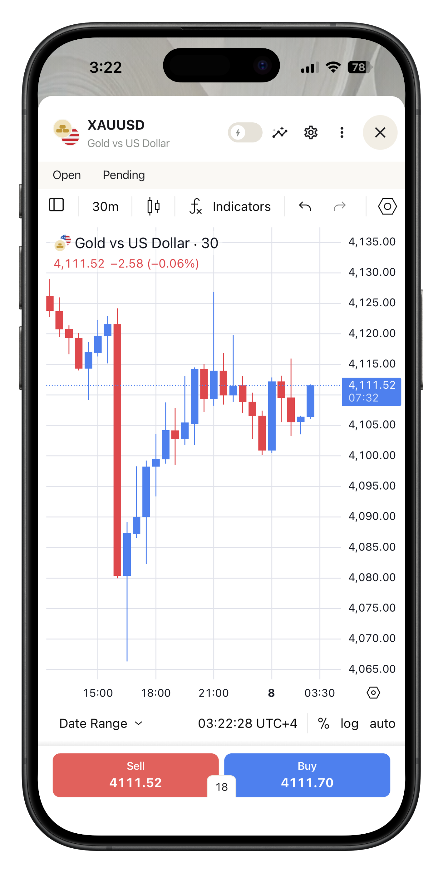 Equidity trading app chart and order ticket on iPhone